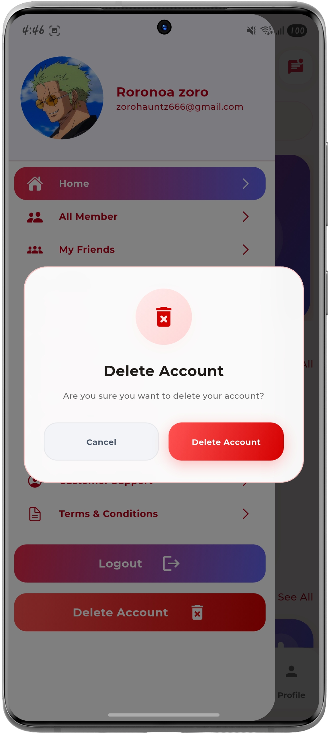 Delete Account Step 2